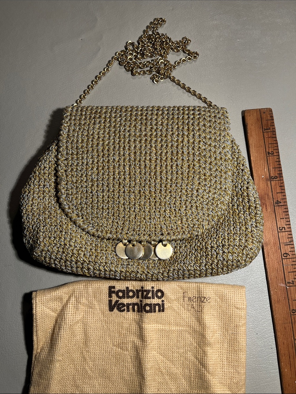 Gold Woven Chain Shoulder Bag